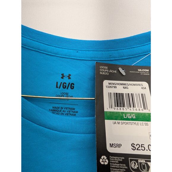 NWT Under Armour UA Left Chest Logo Men's Short Sleeve in Blue Topaz sz Large - Picture 5 of 7
